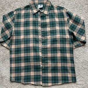 Stylish Green and Tan Plaid Men's Shirt